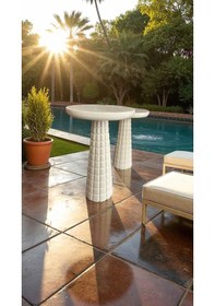 Resim Doğal Ahşap Krem Renk 2 Li Sehpa Seti Mantar Yan Sehpa Takımı 