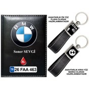 Resim Plakanıza Özel Bmw Logolu Siyah Ruhsat Kabı Ve Anahtarlık 