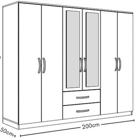 Resim Metalia Gm 033 Delüx 6 Kapılı 2 Çekmeceli Aynalı Gardrop Dolap 