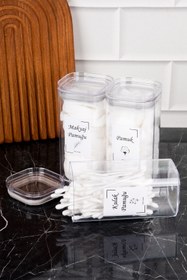 Resim DNS HOME 3'lü Banyo Seti Pamuk & Makyaj Pamuğu & Kulak Pamuğu Organizeri Banyo Düzenleyici Mika Set 