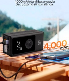 Resim 7GO 7A3 Hava Pompası & Powerbank | 150 PSI Ultra Basınç, LED Işıklı, LCD Ekranlı, 4000mAh Taşınabili 