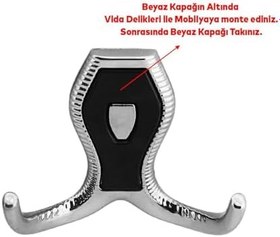 Resim Badem10 Galata Askı Vestiyer Mobilya Duvar Askısı Metal Dolap Elbise Askılığı Krom Siyah Kapaklı Sağlam 