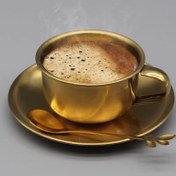 Resim İskandinav tarzı retro ve sade stil kahve fincanları seti, öğleden sonra çay partileri için uygun, sütlü bardaklar, tepsi ve yaprak kaşıklar dahil 