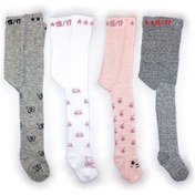 Resim KARYAM SOCKS 4 Lü Karışık Renkli Desenli Bebek Külotlu Çorabı 