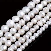 Resim 2D Düz - 5-10mm Doğal Taze Deniz İnci Düz Yuvarlak Beyaz Parlak Gevşek Aralıklı Düğmeler Takı Yapımı DIY Güzel Bilezikler Kolye Küpeler Kadınlar İçin Güzel Hediyeler 