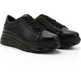 Resim Gönderi(R) Gönderi R Kadın Siyah Bağcıklı Dolgu Taban Hakiki Deri Sneaker Dyza13424166 Siyah 
