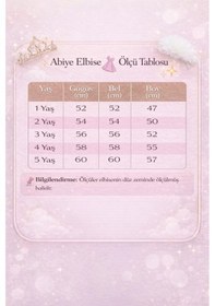 Resim Ayışığı Kız Çocuk Tüllü Pembe Abiye Elbise Volanlı Etek Prenses Model Abiye Elbise Taç Hediyeli 1-5 Yaş Pembe 