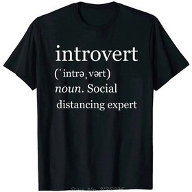 Resim Snapbuy Unisex Pamuk Introvert Mizah T-shirt - Büyük Boy Spor Giyimblackerkek Black 