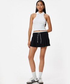 Resim Koton Polo Halter Yaka Üst Crop Fitilli Pamuklu Beyaz 4sak10867ek 