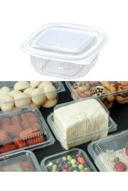 Resim Merpak Ambalaj Plastik Sızdırmaz Kap 250 gr 50'li Plastik Kapaklı Kase Sızdırmaz Kap Şeffaf Kullan At Kase 