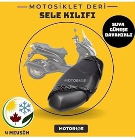 Resim Motobros Yamaha Xmax 400 ile uyumlu Abs Deri Sele Kılıfı (Siyah) 