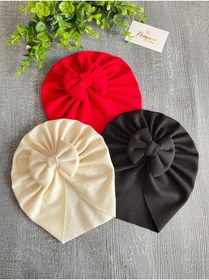 Resim pempem bandana Kız Bebek Fiyonk Detaylı Triko Bone 