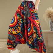 Resim 953 Yeni Gelen - Canlı Çiçek Desenli Geniş Bacaklı Pantolon, Kadınlar İçin Zarif Rahat Harem Pantolon, Tüm Mevsimler İçin Konfor, Beyaz Sneaker, Polyester Karışımı, Makinede Yıkanabilir, & Rahat Giyim, Pantolon 