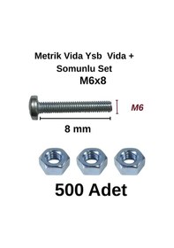Resim Tuğra Hırdavat M6x8mm Metrik Vida Ysb - Somunlu 500'lü Takım 0-0 