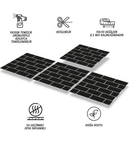 Resim Tink Kendinden Yapışkanlı Siyah Metro Desenli Pvc Karo 30X30 cm (33 Adet) 3 M2 