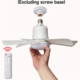 Resim Uzaktan Kumandalı Soket Fan Işığı, Ayarlanabilir Güçlü Hava Akışlı Sessiz Tavan Vantilatörü ve Dimlenebilir Aydınlatmalı E27/E26 Vidalı Tavan Fan Ampul Seti Yatak Odası Oturma Odası Mutfak Garaj için 