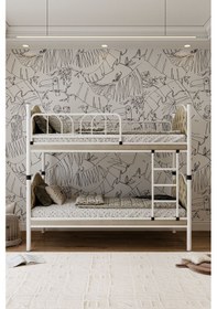 Resim Argimo Melis Çift Katlı Metal Ranza ve Karyola 90 x 200 CM Yatak Ölçülü Kahverengi 