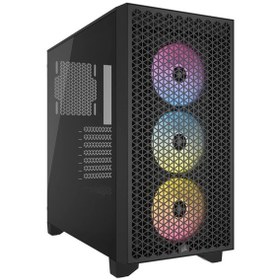 Resim Icue CC-9011255-WW 3000D 3X AR120 RGB Airflow Temperli Cam Mid-Tower Siyah Gaming Kasa 