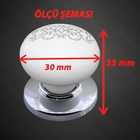 Resim Glaswen 8 Adet Hanımeli Kulp Beyaz Polimer Düğme Kulp Krom Tablalı Mobilya Mutfak Dolabı Çekmece Kulbu Kulpları 