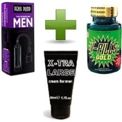 Resim Hızlı Express V-Pills Gold 3Lü Kampanya Süper Penis Kit Set Vakum Pompa Krem 