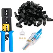 Resim Yeni Nesil Rj45 Ağ Pensesi + Yeni Nesil Cat5/Cat6 Konnektör Jack 