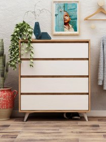 Resim FUHO Suvera 4 Çekmeceli Şifonyer Meşe-beyaz 
