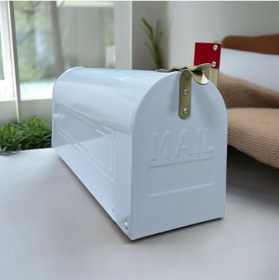 Resim LUCKYHOMES Özel Üretim Galvaniz Amerikan Tarzı Posta Kutusu,Mail Kutusu Beyaz 50X15X21 