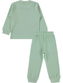 Resim Minidamla Gülen Yüz Baskılı 1-6 Yaş Pijama Takımı - Yeşil - Mint / 1-2 Yaş 