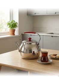 Resim Hascevher Mevlana Tabansız Demlik 3,5 Lt Silikon Kaplamalı Renk Kırmızı Metalik 