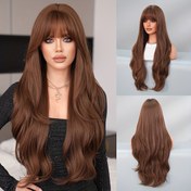 Resim 7JHH Kadınlar İçin Temel Her Gün Parti Uzun Loose Kıvırcık Çay Kahverengi Yüksek Sıcaklığa Dayanıklı Sentetik Peruk 79.98 cm, 150% Yoğunluk, Gül Ağ Kap, Yüksek Sıcaklık Lif 