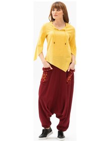 Resim Truvakar Kol Büyük Beden Gofre Rodos Bluz Sarı Sarı 