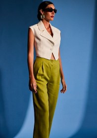 Resim Plant Organik Keten Pantolon Limon Yeşili - M / L 