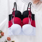 Resim 3 Parça İlkbahar/Yaz Kadınlar İç Çamaşırı, Şık Dantel Detaylı Romantik Rahat Sütyen 