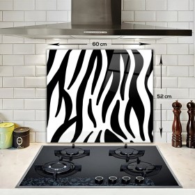 Resim Decorita Zebra Desenli Cam Ocak Arkası Koruyucu 