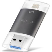 Resim Rogfer Richwell 3'ü 1 Arada 32g Type-c 8 Pin Usb 3.0 Otg Fonksiyonlu Metal Çift Kapaklı İtme-çekme Flash Disk Siyah 
