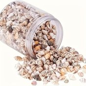 Resim 900 Adet Doğal Deniz Kabukları/Salyangoz Boncuklar DIY Takı Yapımı ve Ev Dekorasyonu için - Balık Tankı Dolgu Malzemesi Reçine El Sanatları, Çeşitli Renkler Düzensiz Şekiller Kalsiyum Karbonat Materyali Yaratıcı Projeler İçin Mükemmel 