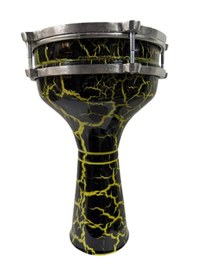 Resim Vatan Darbuka 5 Numara Çatlak Boyalı Siyah - Sarı Desenli 