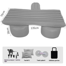 Resim Yuanbao Araba Araba Yatağı Şişme Yatak Araba Arka Egzoz Hava Yatak Seyahat Açık Şişme Yatak-Gri (Yurt Dışından) 