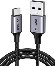 Resim UGREEN 2.0 USB-A & USB-C Örgülü Şarj ve Data Kablosu, 1 Metre, Siyah, 60126 