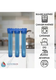 Resim WaterMelon 20 Inç 3 Aşama Daire Bina Sayaç Girişi Su Arıtma Cihazı Yıkanabilir - Gac - Blok 