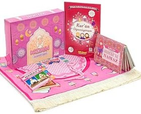 Resim İhvan Online Kızımın İbadet Seti Namaz ve Kuran Öğreniyorum Çocuk Seccade Seti Pembe 