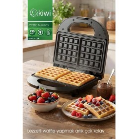 Resim KSM-2412W Yapışmaz Kaplama Plakalı Paslanmaz Çelik Kapaklı Waffle Makinesi 