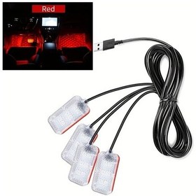 Resim Tongdashop 1 Drag 4 Kırmızı Araç Işık Barı Led Iç Aydınlatma Dekoratif Usb Ayak Işıkları 