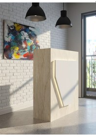 Resim Resital Ledli Karşılama Bankosu G-90 Cm Ofis Kasa Resepsiyon Masası Banko-001-8-1 
