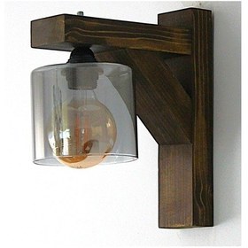 Resim Otantik Çarşı Ahşap Aplik Füme Camlı Siyah 