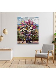 Resim Sayılarla Boyama Seti 40 x 50 CM Tuval Şasesine Gerili Vazodaki Renkler 