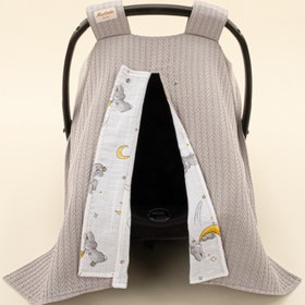 Resim Puset Örtüsü - Çift Taraflı - Gri Örgü - Gri Tavşan 