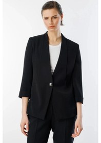 Resim Ekol Kadın Tek Düğmeli Siyah Blazer Ceket 04128 Siyah 