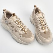 Resim Marjin Kadın Yüksek Şeffaf Taban Sneaker Bağcıklı Spor Ayakkabı Ojis bej 