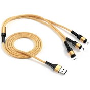 Resim Jeemson 1.2m Altın 3'lü Usb Şarj Kablosu - Lightning, Type-c Ve Micro Usb Uyumlu, 3a Hızlı Şarj, Taşınabilir Kullanım 